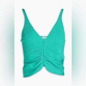 SANDRO Cropped ruched ribbed-knit top